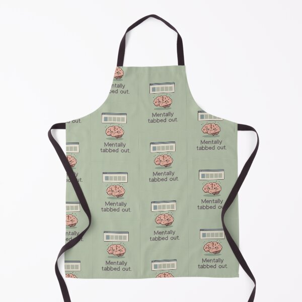 Item preview, "Mentally tabbed out." Visual: Browser tabs over a cartoon brain, all labeled '???' designed and sold by ChanduCreater28.