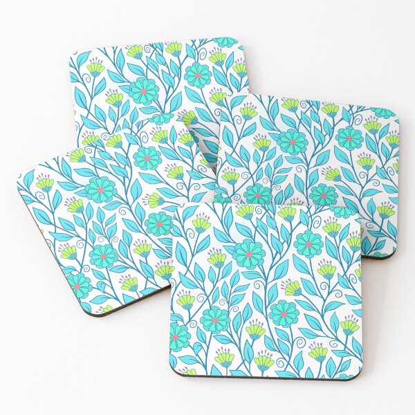 Item preview, Teal and blue vines and flowers designed and sold by MarySchwindt.