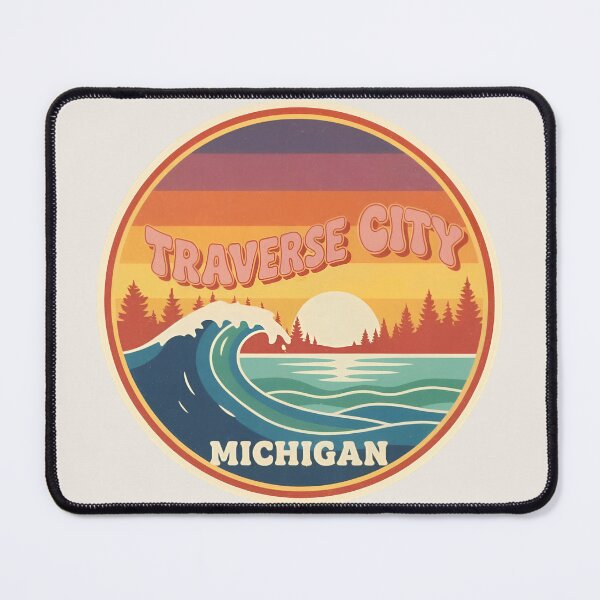 Item preview, Traverse City, Michigan Retro Wave designed and sold by TheOldMittenIllustrated.