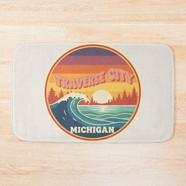 Item preview, Traverse City, Michigan Retro Wave designed and sold by TheOldMittenIllustrated.