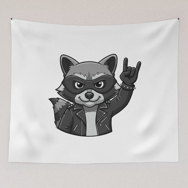 Item preview, Rocker Raccoon with Rock On Gesture designed and sold by ML-Media.