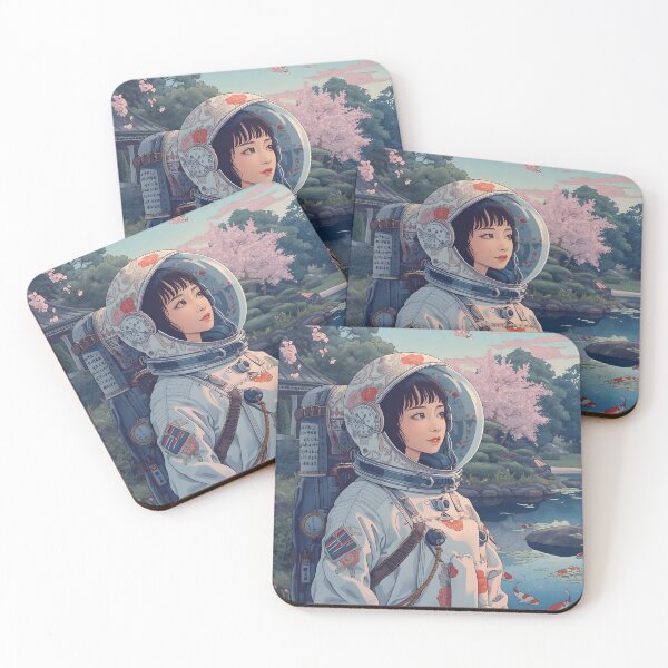 Item preview, Pastel Sakura Astronaut: Ukiyo-e Futuristic Portrait designed and sold by MoonlitDoodles1.