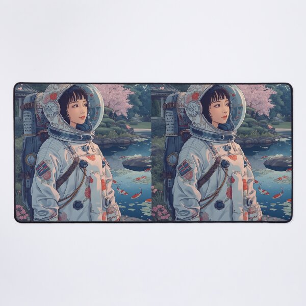 Item preview, Pastel Sakura Astronaut: Ukiyo-e Futuristic Portrait designed and sold by MoonlitDoodles1.