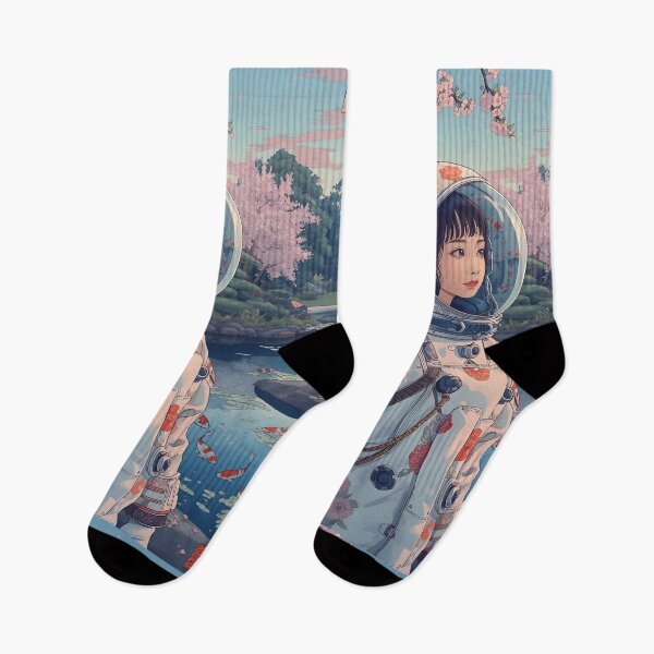 Item preview, Pastel Sakura Astronaut: Ukiyo-e Futuristic Portrait designed and sold by MoonlitDoodles1.