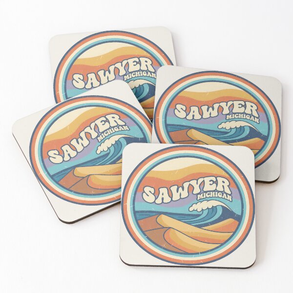 Item preview, Sawyer, Michigan Retro Wave designed and sold by TheOldMittenIllustrated.