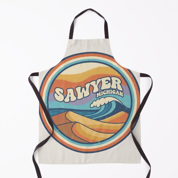Item preview, Sawyer, Michigan Retro Wave designed and sold by TheOldMittenIllustrated.