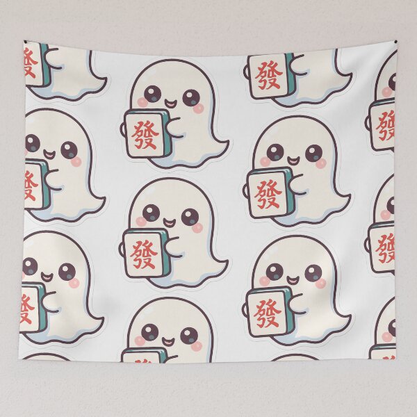Item preview, One Cute Halloween Ghost with Mahjong  Design designed and sold by Best Pattern⭐⭐⭐⭐⭐.