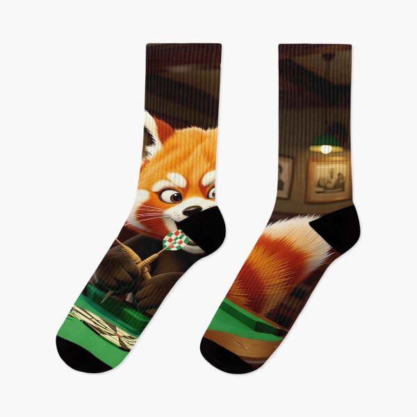 Item preview, red panda dart player cartoon colorful design designed and sold by SmashingDeals.