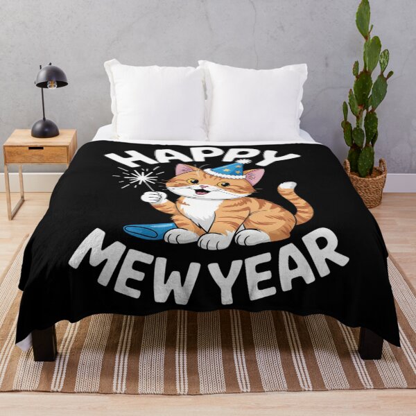 Item preview, New Year Eve Cat Happy Mew Year Pun designed and sold by Turbotine.
