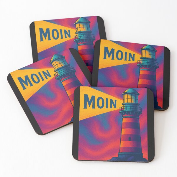 Item preview, “MOIN Leuchtturm Neon” – Maritime coastal design in a retro neon look designed and sold by Fies-und-Fein.