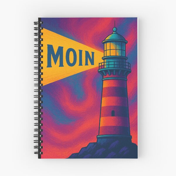 Item preview, “MOIN Leuchtturm Neon” – Maritime coastal design in a retro neon look designed and sold by Fies-und-Fein.