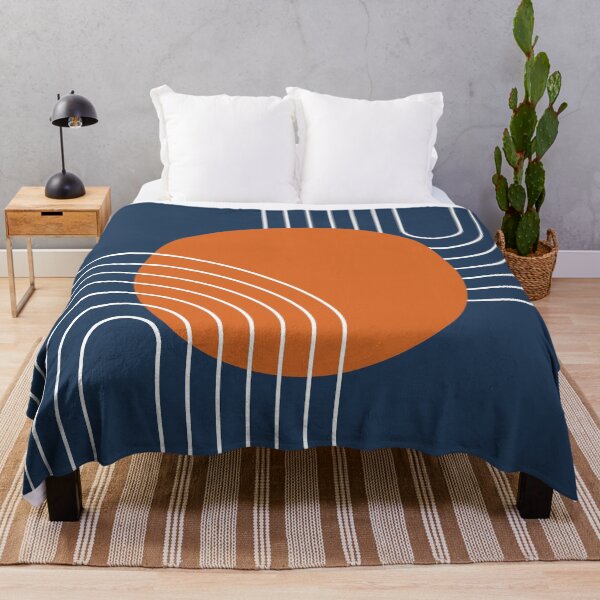 Item preview, Midcentury Modern Rainbow Sun Pattern b1 in Navy Blue and Burnt Orange designed and sold by nineFlorals.
