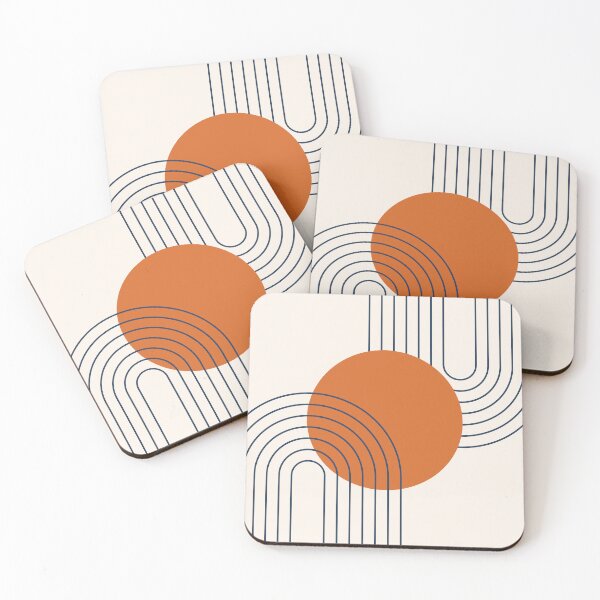 Item preview, Midcentury Modern Rainbow Sun Pattern b2 in Navy Blue and Burnt Orange designed and sold by nineFlorals.