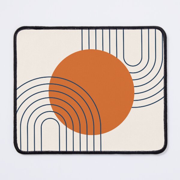 Item preview, Midcentury Modern Rainbow Sun Pattern b2 in Navy Blue and Burnt Orange designed and sold by nineFlorals.