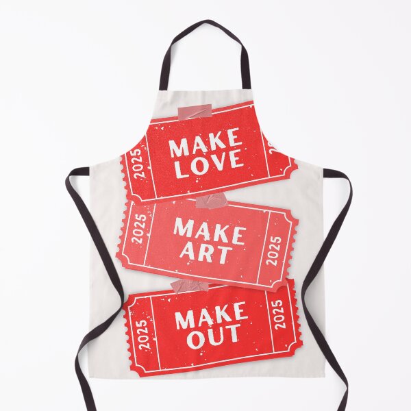 Item preview, Make Love Make Art Make Out Poster – Retro Ticket Collage Print | Bold Red Aesthetic Wall Art designed and sold by mariamariasells.