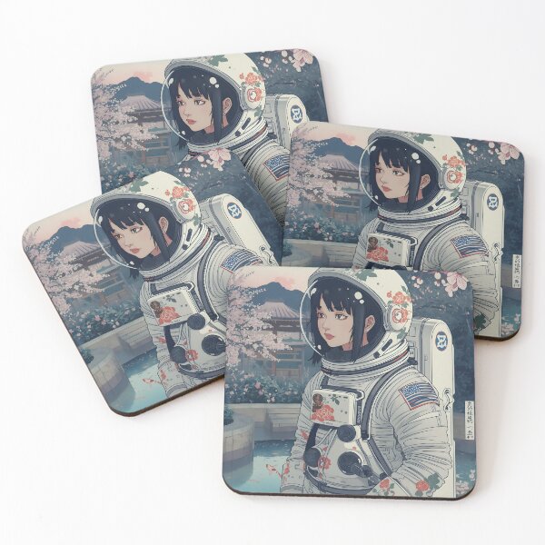 Item preview, Ukiyo-e Astro-Geisha: Floral Space Suit Portrait Manga Japanese America Girly designed and sold by MoonlitDoodles1.