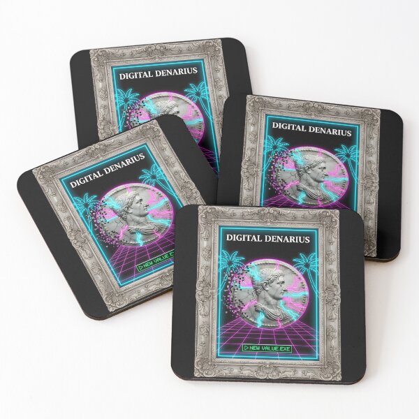 Item preview, DIGITAL DENARIUS: New Value Vaporwave Roman Coin Crypto Art designed and sold by DailyVibesMerch.