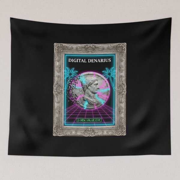 Item preview, DIGITAL DENARIUS: New Value Vaporwave Roman Coin Crypto Art designed and sold by DailyVibesMerch.