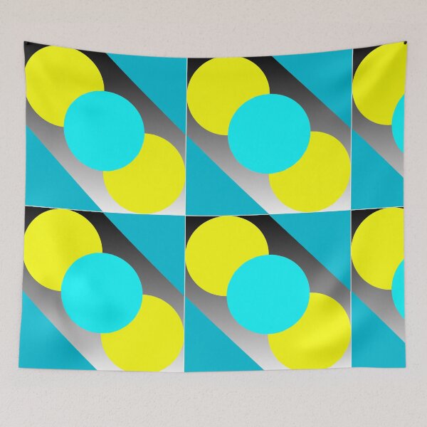 Item preview, Abstract Geometric Cyan and Yellow Circles Modern Art Design designed and sold by Faali950.