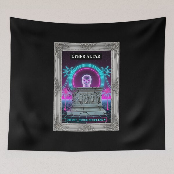 Item preview, Cyber Altar: Initiate Digital Ritual Vaporwave Skull designed and sold by DailyVibesMerch.