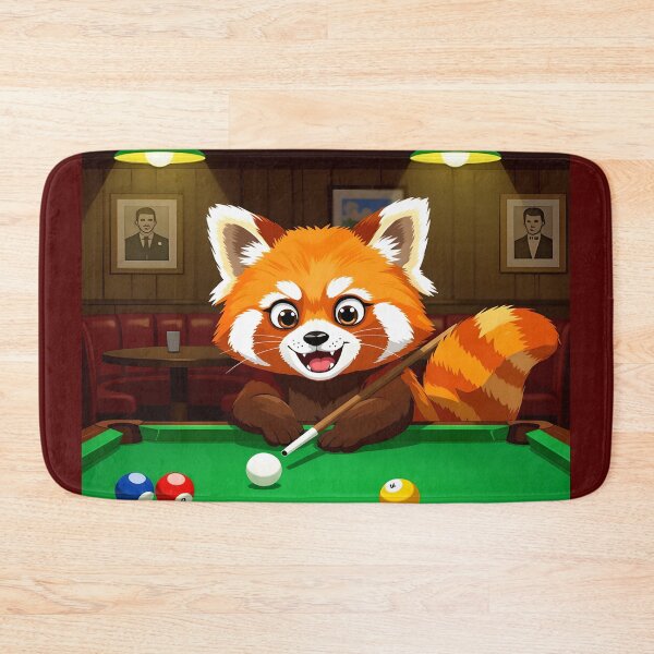 Item preview, red panda pool player colorful cartoon design designed and sold by SmashingDeals.