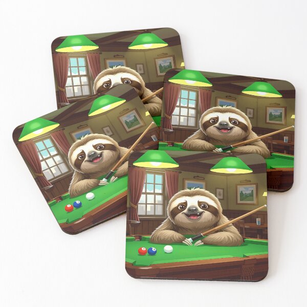 Item preview, funny sloth pool player colorful cartoon design designed and sold by SmashingDeals.