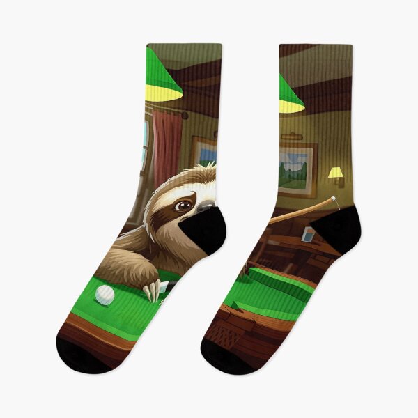 Item preview, funny sloth pool player colorful cartoon design designed and sold by SmashingDeals.