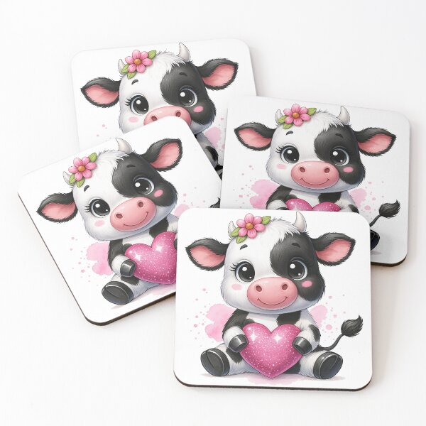 Item preview, Adorable Baby Cow Holding Pink Sparkly Heart designed and sold by ArtfulWeave.