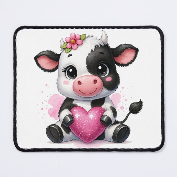 Item preview, Adorable Baby Cow Holding Pink Sparkly Heart designed and sold by ArtfulWeave.