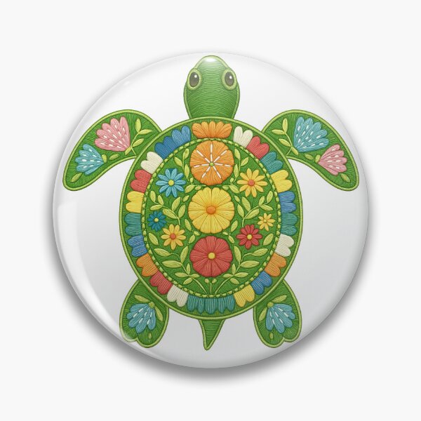 Item preview, Floral Sea Turtle with Colorful Embroidery Style designed and sold by ArtfulWeave.