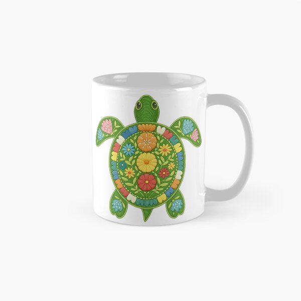 Item preview, Floral Sea Turtle with Colorful Embroidery Style designed and sold by ArtfulWeave.