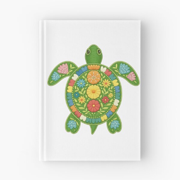Item preview, Floral Sea Turtle with Colorful Embroidery Style designed and sold by ArtfulWeave.