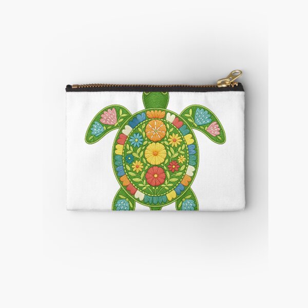 Item preview, Floral Sea Turtle with Colorful Embroidery Style designed and sold by ArtfulWeave.