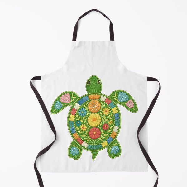 Item preview, Floral Sea Turtle with Colorful Embroidery Style designed and sold by ArtfulWeave.