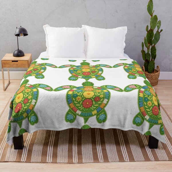Item preview, Floral Sea Turtle with Colorful Embroidery Style designed and sold by ArtfulWeave.