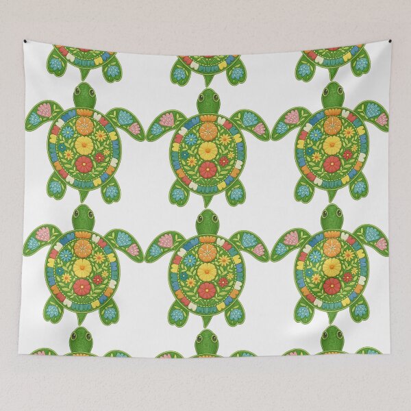 Item preview, Floral Sea Turtle with Colorful Embroidery Style designed and sold by ArtfulWeave.