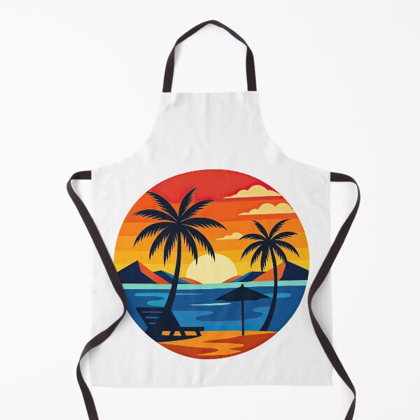 Item preview, Tropical Beach Sunset with Palm Trees and Lounge Chair designed and sold by ArtfulWeave.