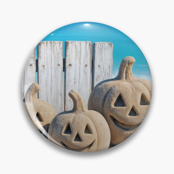 Item preview, Beach Jack o' lanterns with a Weathered Whitewashed Fence designed and sold by Maria Dryfhout.