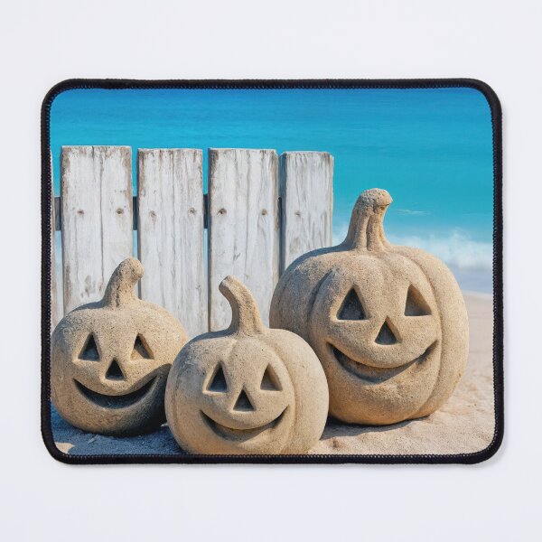 Item preview, Beach Jack o' lanterns with a Weathered Whitewashed Fence designed and sold by Maria Dryfhout.