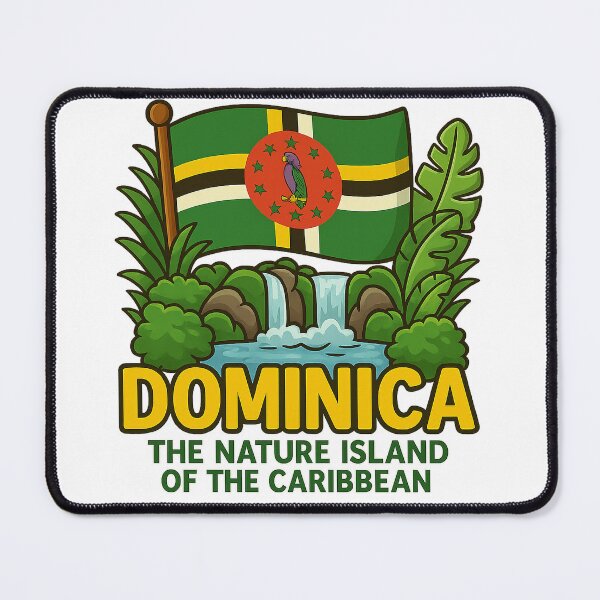 Item preview, Dominica Nature Island Cartoon Flag & Waterfall Design designed and sold by ZooMER1.