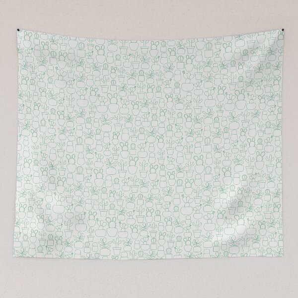 Item preview, green cactus pots minimalist pattern designed and sold by winterpumpkin.