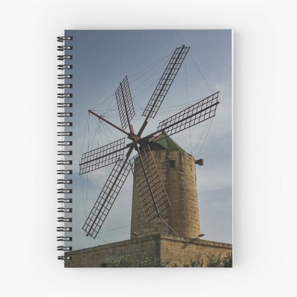 Item preview, Old Stone Windmill With Large Wooden Blades Against Clear Sky, Historic Rural Landmark designed and sold by Nmallia.
