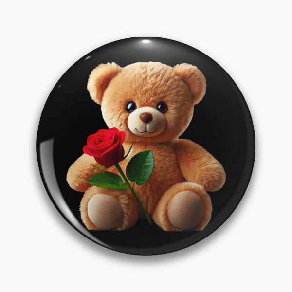 Item preview, Adorable Fluffy Cuddly Teddy Bear Red Rose on Black Shapes Mania designed and sold by Shapes-Mania.