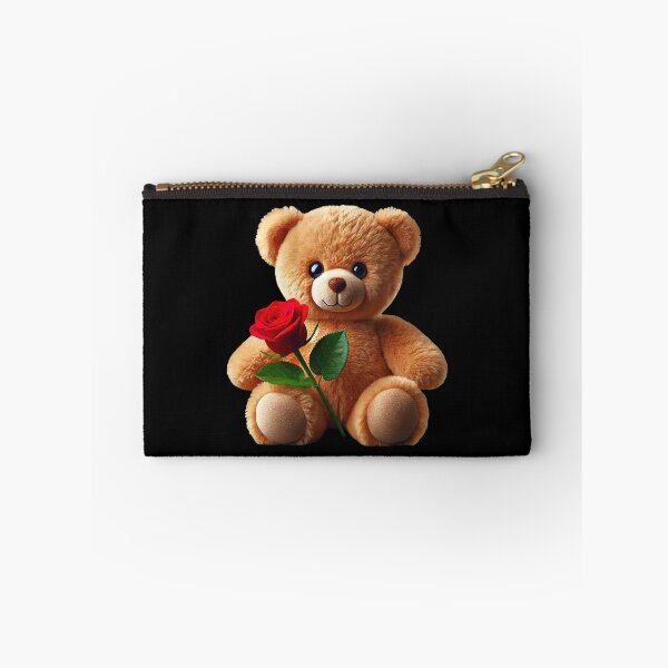 Item preview, Adorable Fluffy Cuddly Teddy Bear Red Rose on Black Shapes Mania designed and sold by Shapes-Mania.