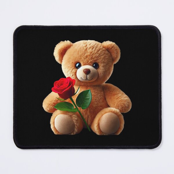 Item preview, Adorable Fluffy Cuddly Teddy Bear Red Rose on Black Shapes Mania designed and sold by Shapes-Mania.