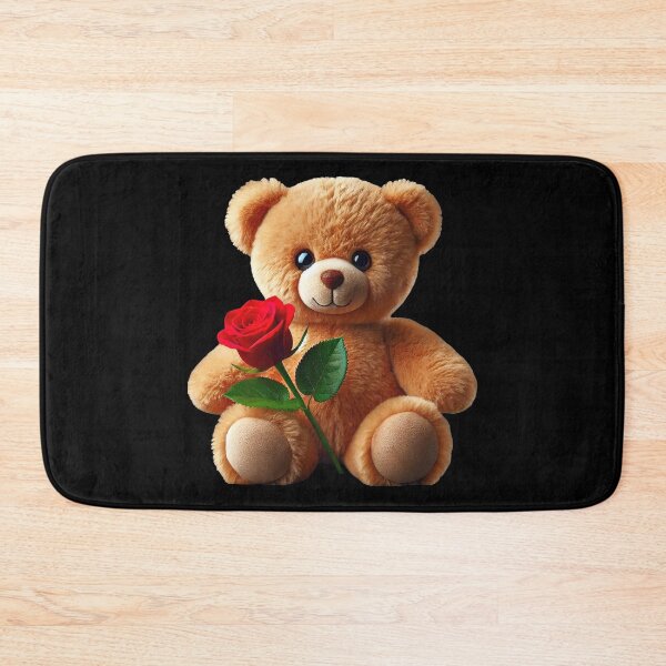Item preview, Adorable Fluffy Cuddly Teddy Bear Red Rose on Black Shapes Mania designed and sold by Shapes-Mania.