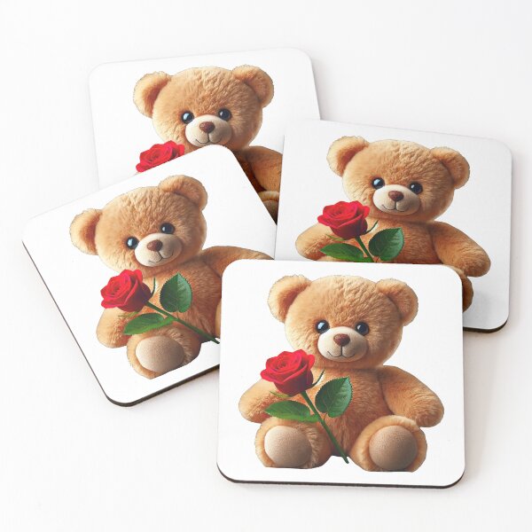 Item preview, Adorable Fluffy Cuddly Teddy Bear Red Rose Shapes Mania designed and sold by Shapes-Mania.