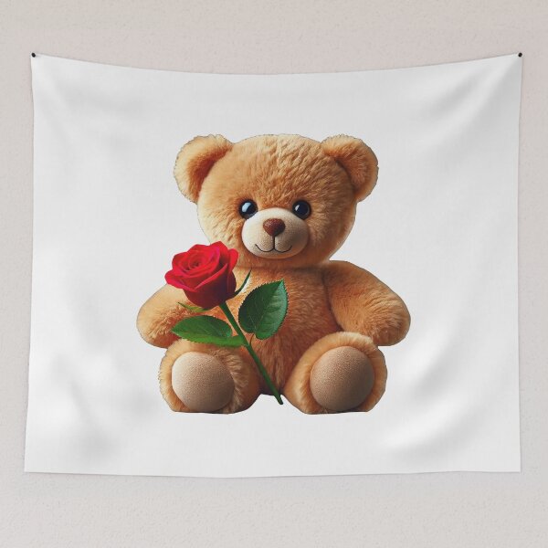 Item preview, Adorable Fluffy Cuddly Teddy Bear Red Rose Shapes Mania designed and sold by Shapes-Mania.