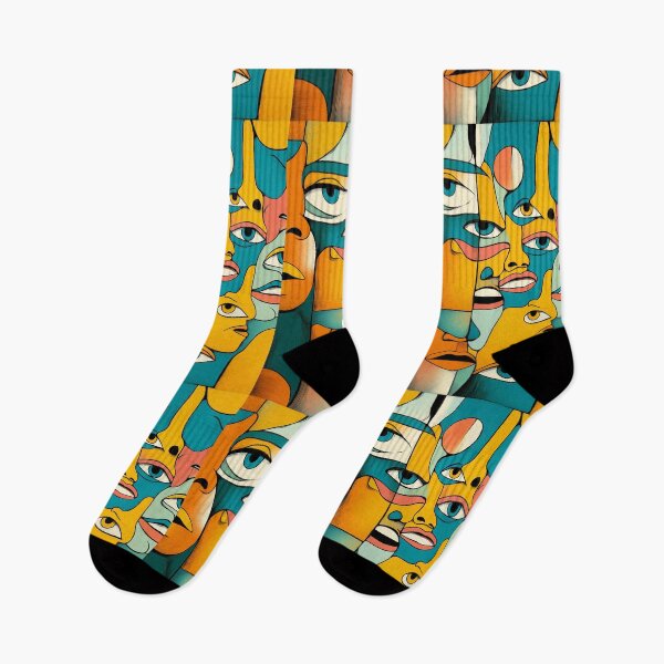 Item preview, Abstract Cubist Faces – Colorful Modern Art designed and sold by weirdfishes123.