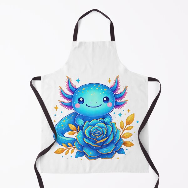 Item preview, Blue Axolotl with Sparkly Rose and Golden Leaves designed and sold by ArtfulWeave.